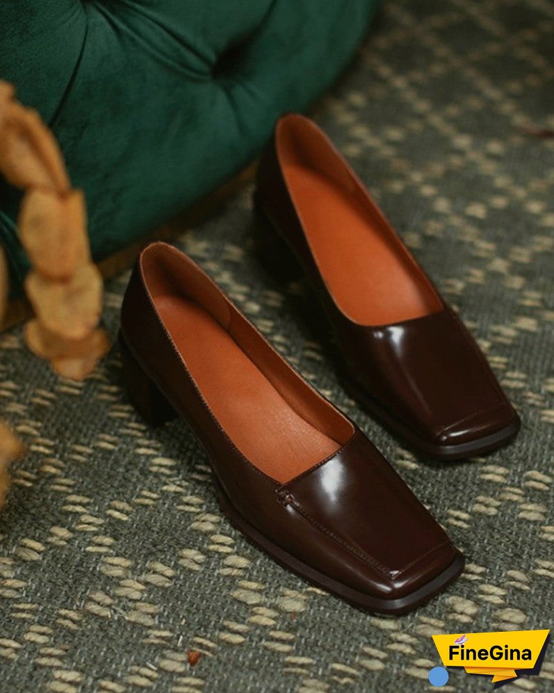 Square Toe Casual Slide Chunky Heels