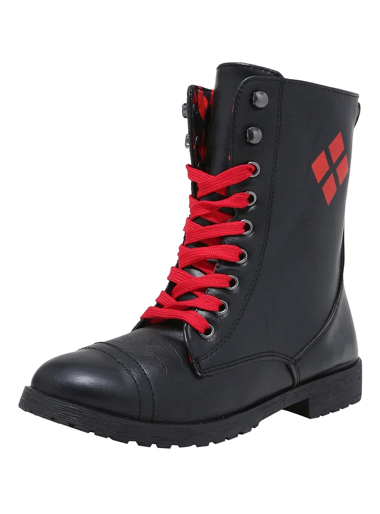Harley Quinn's Lace-up Ankle Vintage Boots for Halloween |FSJ Shoes