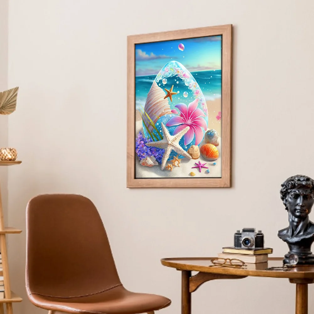 11CT Full Embroidery Stamped Cross Stitch - Beach Shell(Canvas|40x50cm)