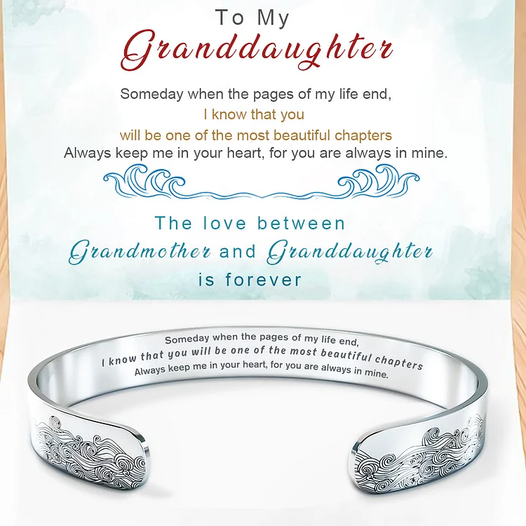 For Granddaughter - The Love Between Grandmother and Granddaughter is Forever Wave Cuff Bracelet