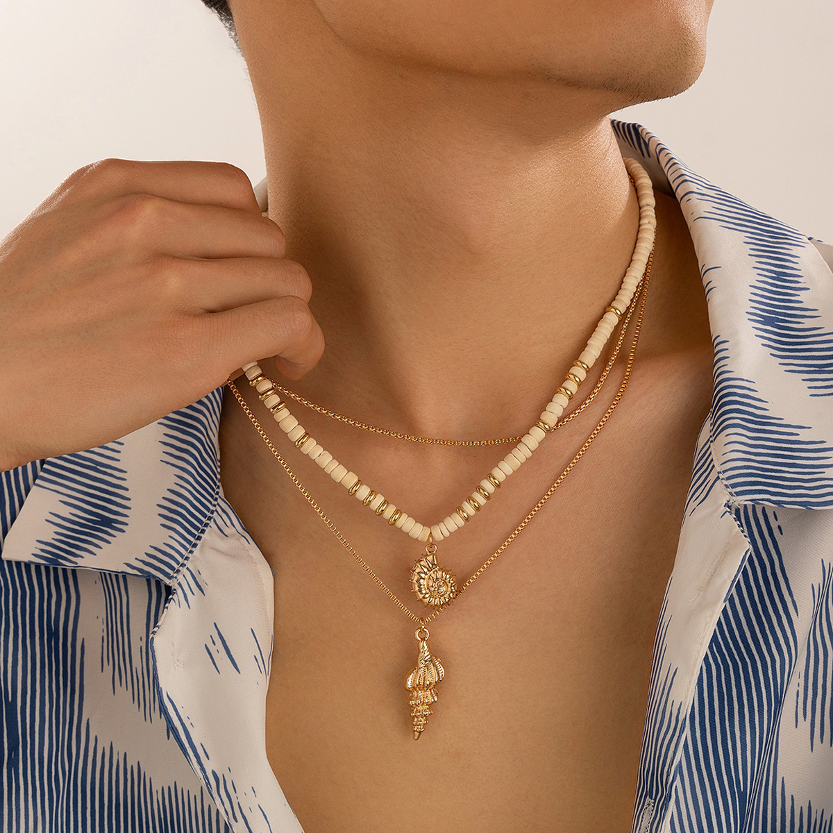 Coconut Shell Conch Stacking Necklace