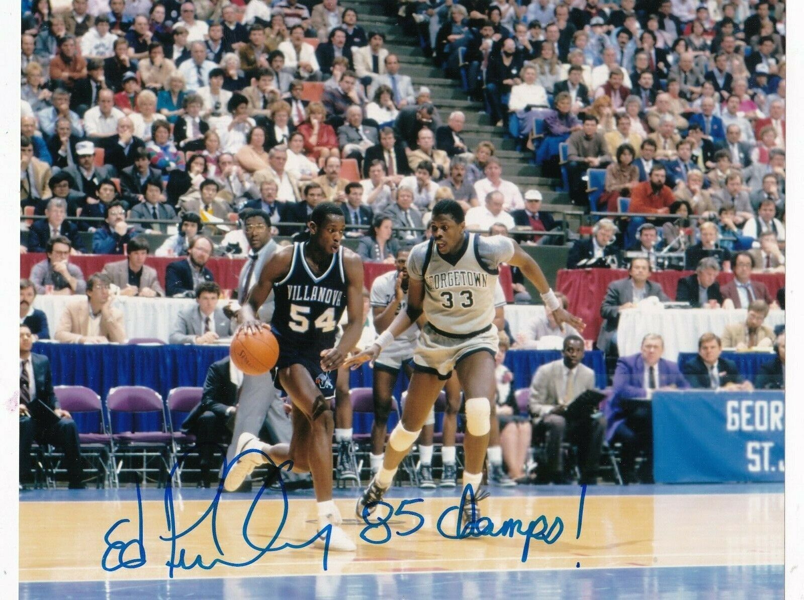 ED PINCKNEY VILLANOVA WILDCATS 1985 CHAMPS ACTION SIGNED 8x10