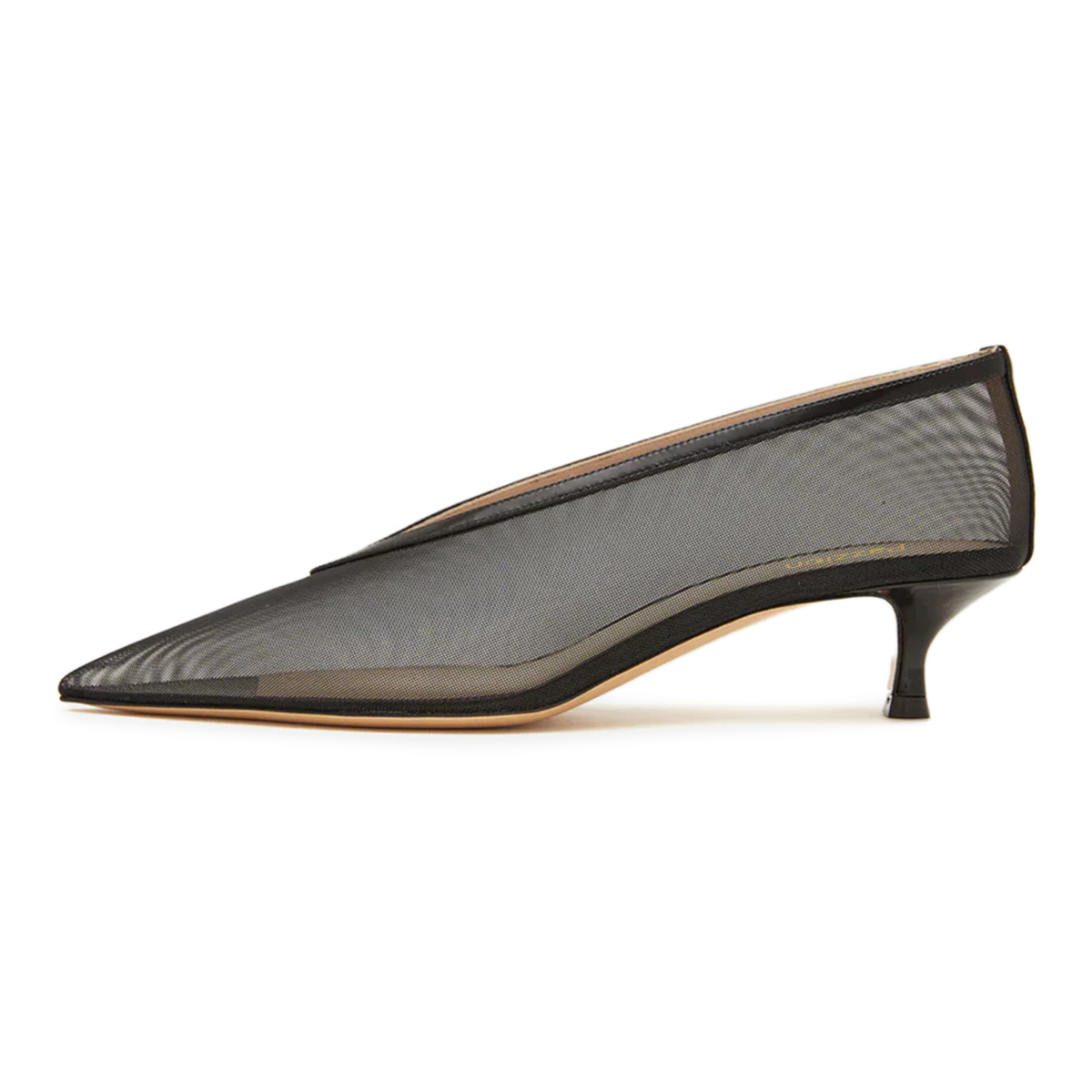 Black Mesh Slip-On Kitten Heel Pumps for Women with Pointed Toe Nicepairs