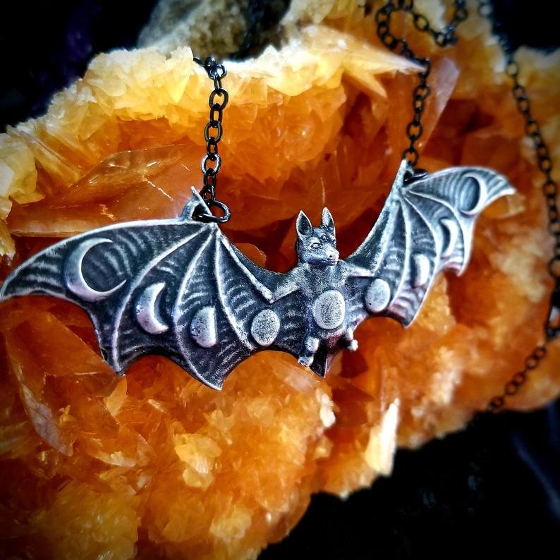 Sterling Silver Bat Pendant Necklace