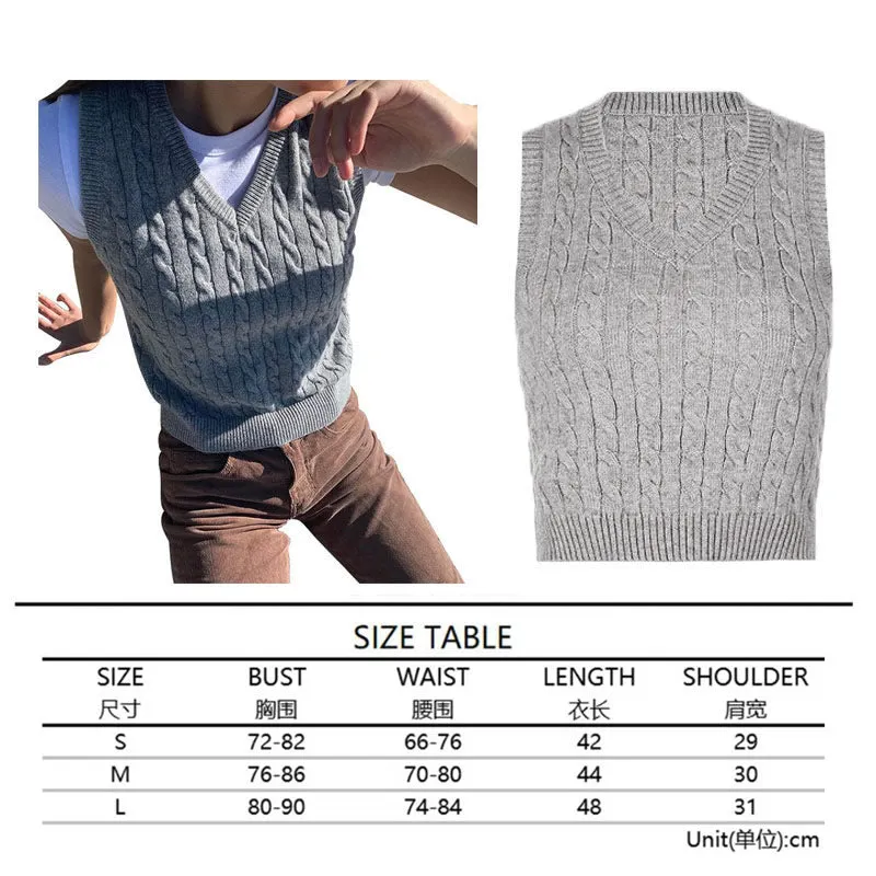Argyle Sweater Vest Women  Black Sleeveless Plaid Knitted Crop Sweaters Casual Autumn Preppy Style 2020 tops V Neck Vintage