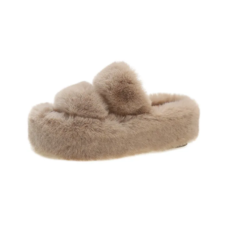 Breakj Breakj Tide Slew Soft 7Cm External Wear Hairy Slippers Women Flat-Bottom One-Word Drag Autumn New Thick
