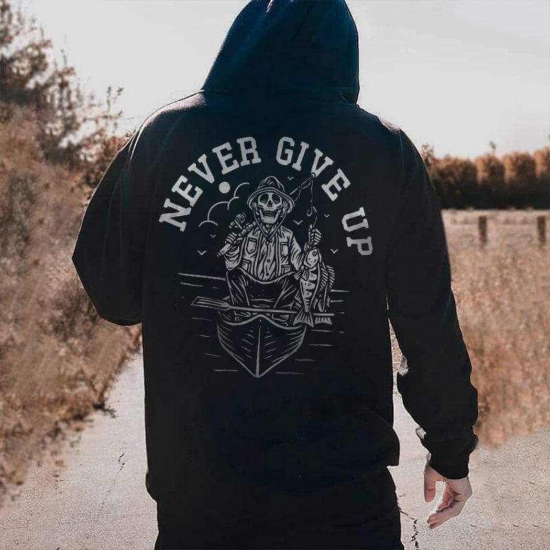 Never Give Up Printed Men's Hoodie -  