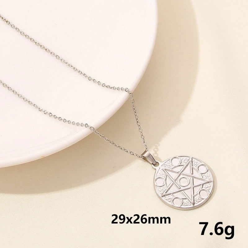 304 Stainless Steel Casual Minimalist Plating Sun Star Moon Pendant Necklace