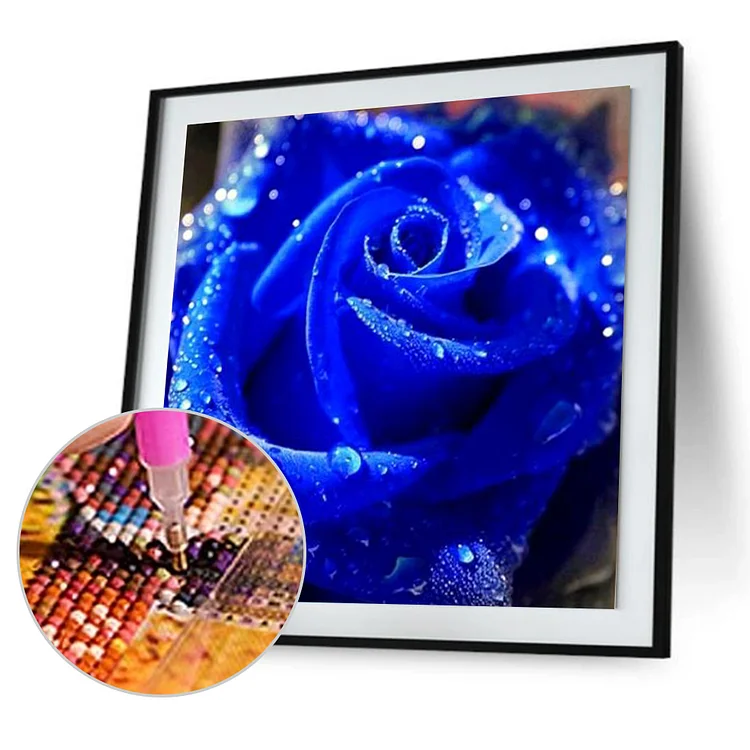 Blue Rose  Round Diamond Painting 30*30 cm