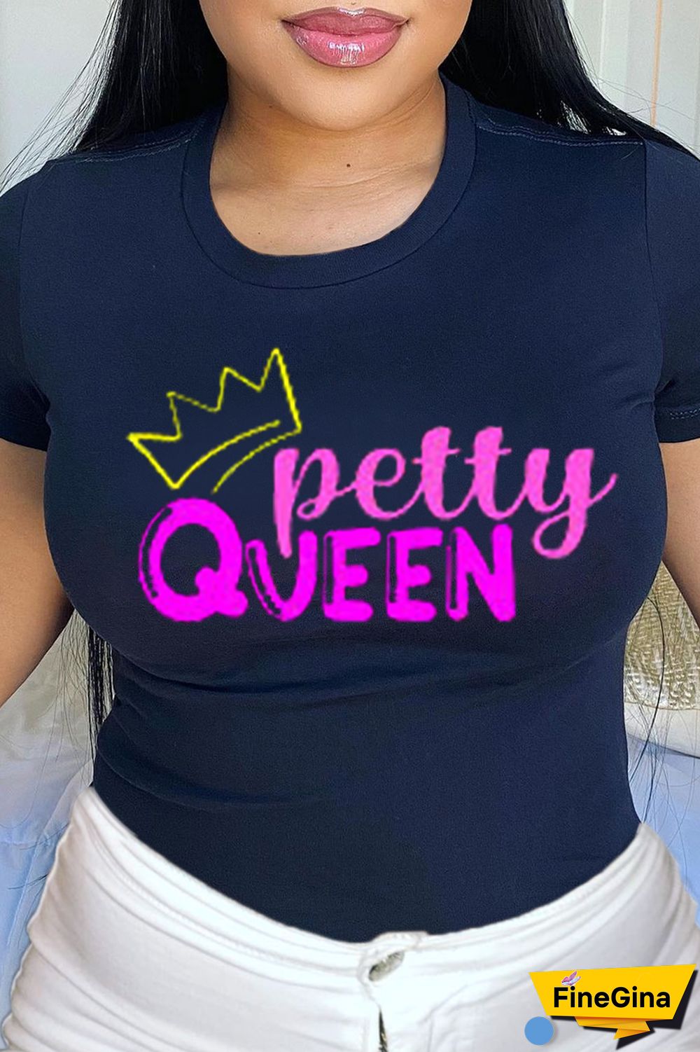 Navy Blue Casual Street Print Patchwork Letter O Neck T-Shirts