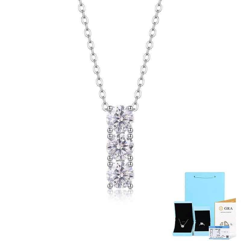 925 Sterling Silver Moissanite Inlay Geometric GRA Certificate Pendant Necklace