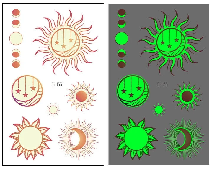 Night Luminous Tattoo Butterfly Starry Star Universe for Kids Fake Tattoo Glowing In Dark Waterproof Temporary Tattoo Stickers