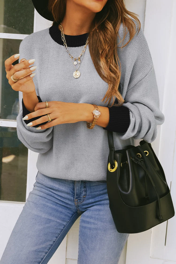 Bubbly Contrast-Trim Sweater