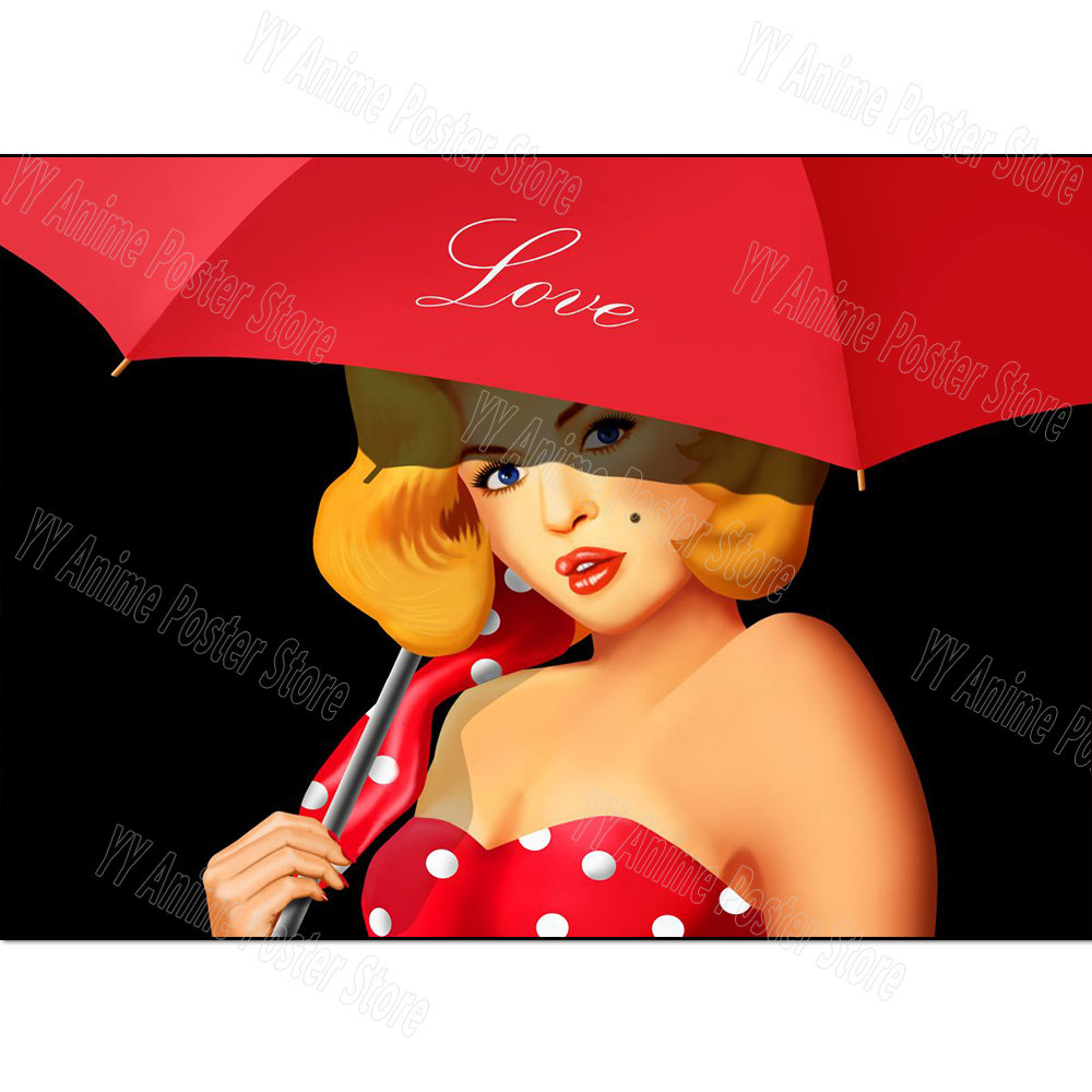Sexy Red Lips Beautiful Woman Poster Fashion Red Wine Girl Canvas Painting Print Bar Cafe Wall Art Mural Corridor Home Decoratio