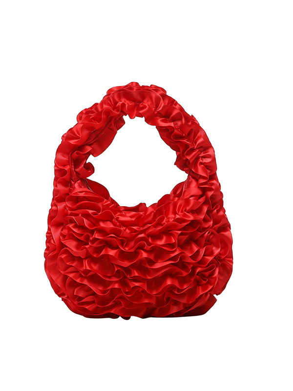 Solid Color Ruffled Mini Bags RED-One_size