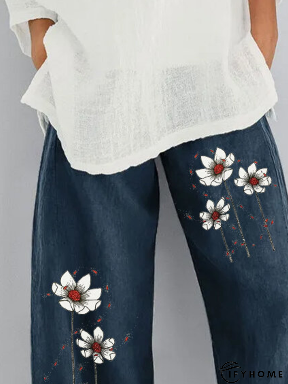 Women Casual Sunflower Linen Bottoms | IFYHOME