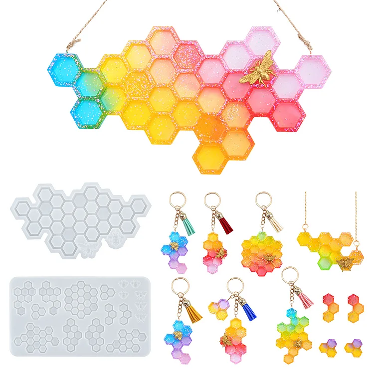 Beehive Keychain Door Sign Resin Mold Set CrazyMold
