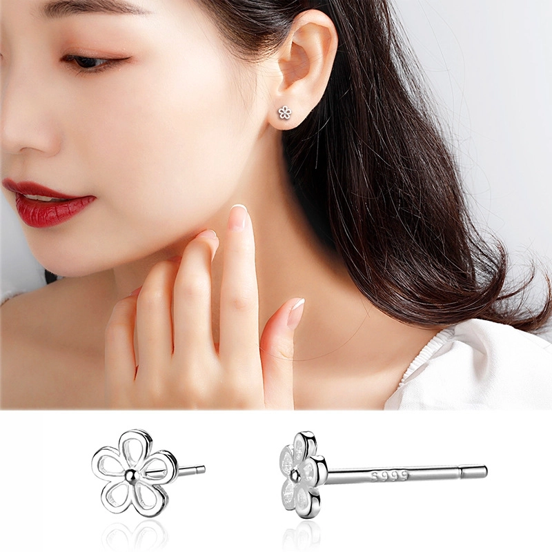 1 Pair 925 Sterling Silver Four Leaf Clover Star Lightning Ear Studs