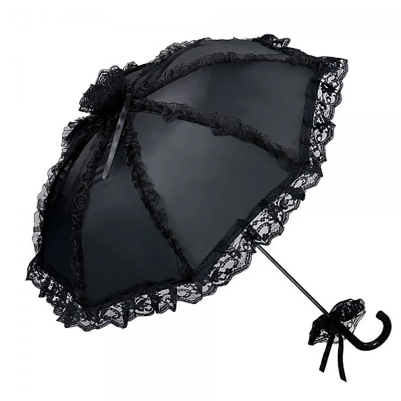 Lolita Outdoor Party Black Gothic Lace Umbrella SP16776