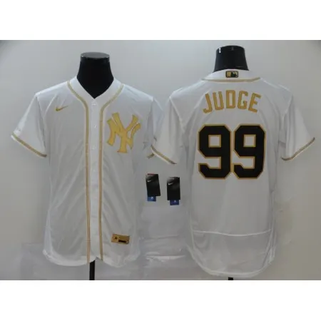 Men's New York Yankees #99 Aaron Judge White Golden Flex Base Stitched MLB Jersey
