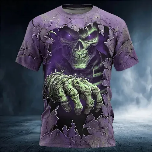 Men's Retro Halloween Skull 3d Print Short-sleeve T-shirt