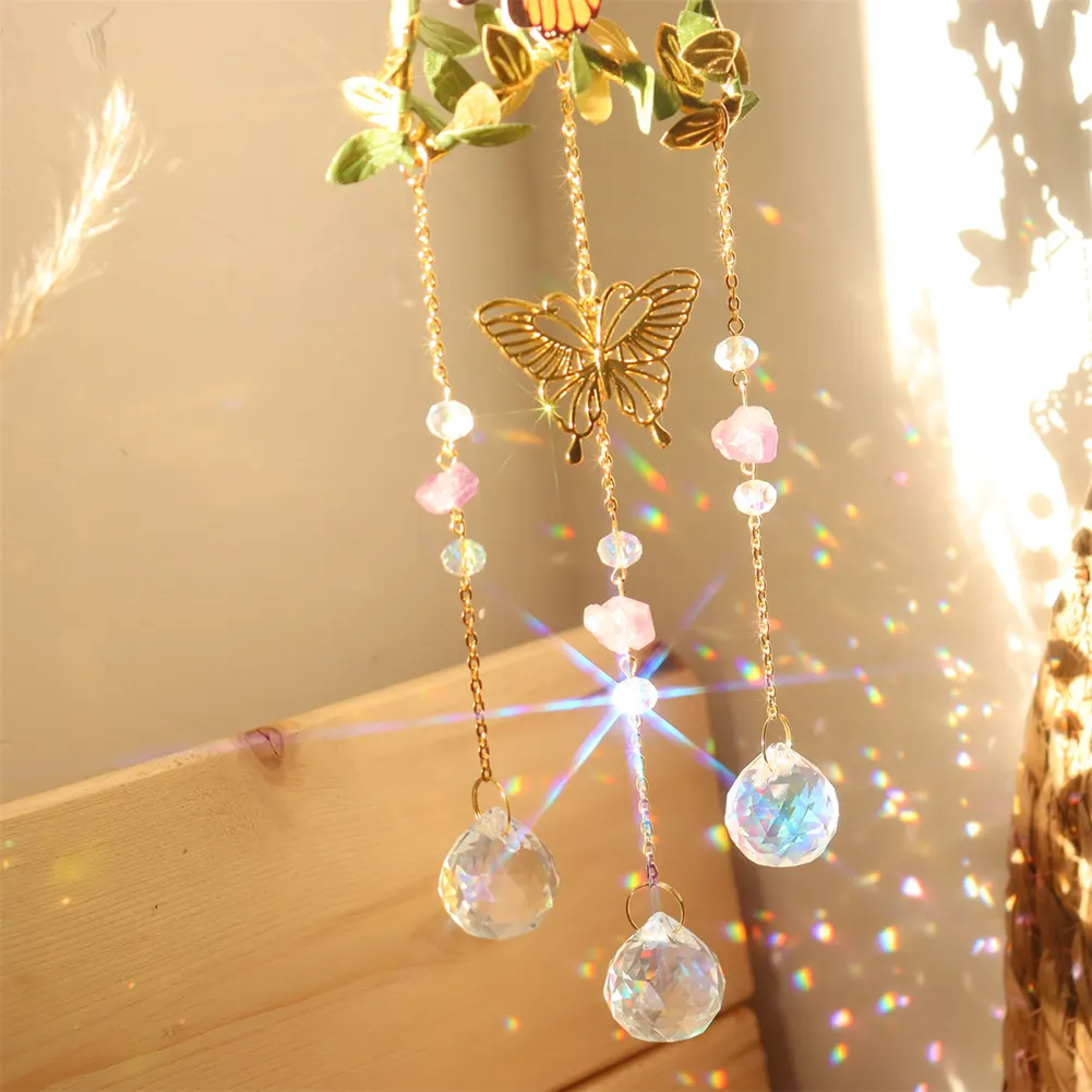 Crystal Wind Chime Prism Catchers Ornament Home Room Garden Decor (Star)