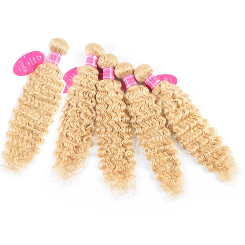 Vallbest Hair Brazilian Virgin Human Hair Deep Wave 5 Bundles 613 Blonde US Mall Lifes