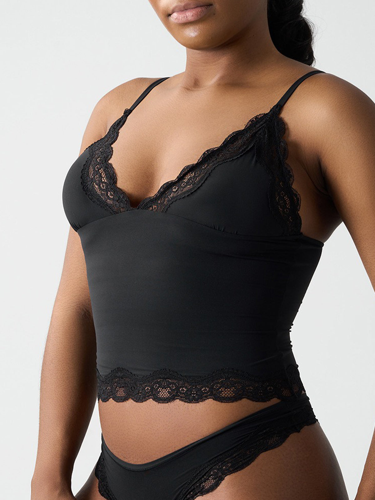 Lace-Trimmed Stretch Camisole Top