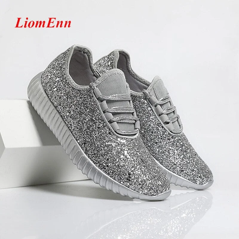 Summer Shoes for Women Glitter Luxury Sneakers Women's Running Sport Shoes Red Silver Pink Black Tennis Vulcanize Shoes basket