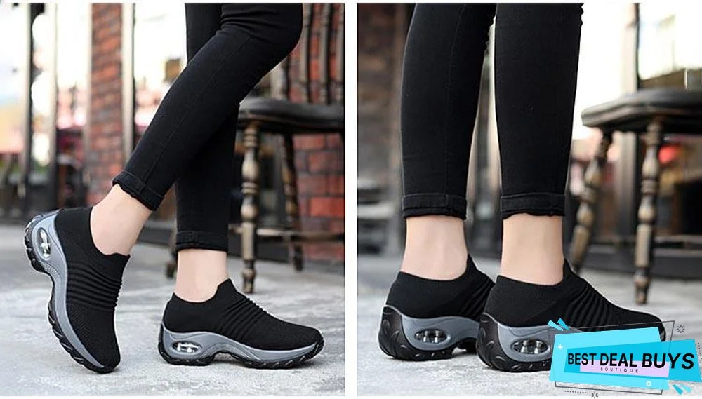 Women Breathable Mesh Slip-On Air Cushion Casual Sneaker Shoes