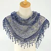 Floral Lace Triangular Scarf Breathable Tassels Hijab Shawl