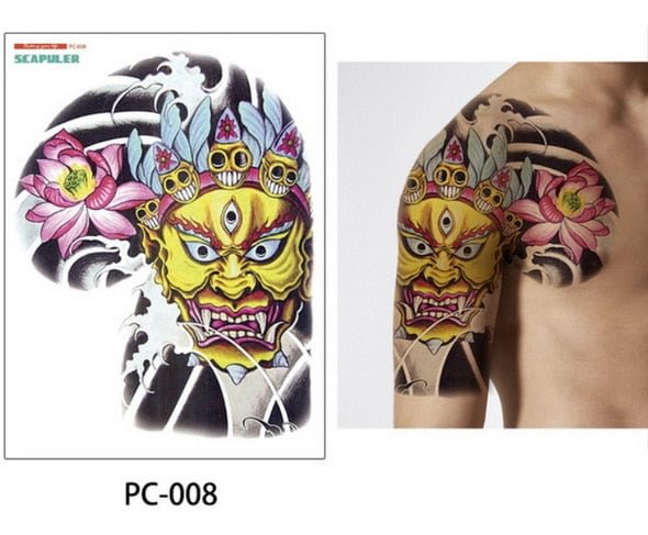 Large size temporary tattoo on chest body arm shoulder cool fake tattoos water transfer tattoo for men big 32*24cm tatto sticker