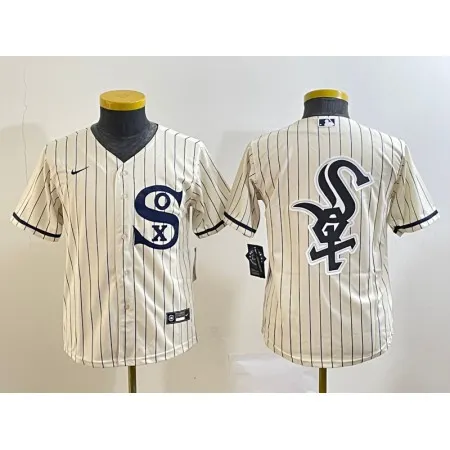 Youth Chicago White Sox Cream Team Big Logo Stitched Jersey 01