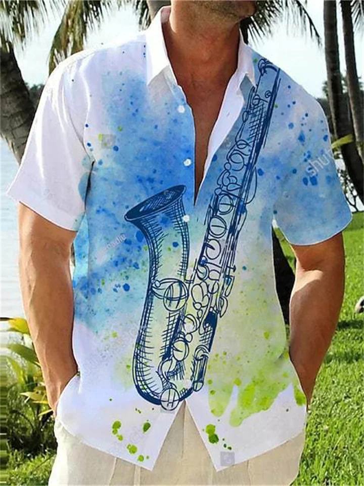 Musical Instrument 3D Printed Shirt Fashion Men's Short Sleeve