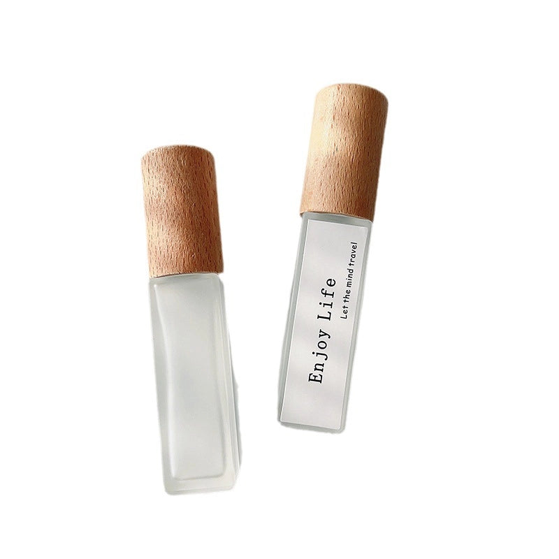 Perfume Sub-bottle High-end Portable 10 Ml Small Sample Bottle Press Bottle Glass Spray Replacement Bottle Wooden Lid Empty Bottle