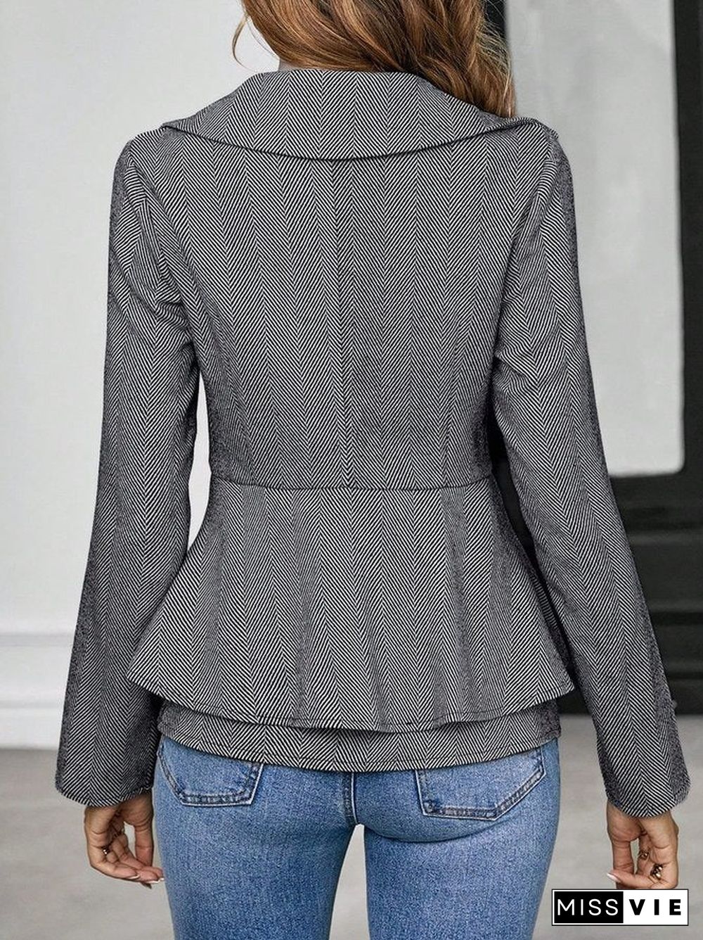 Grey Plain Long Sleeve Outerwear