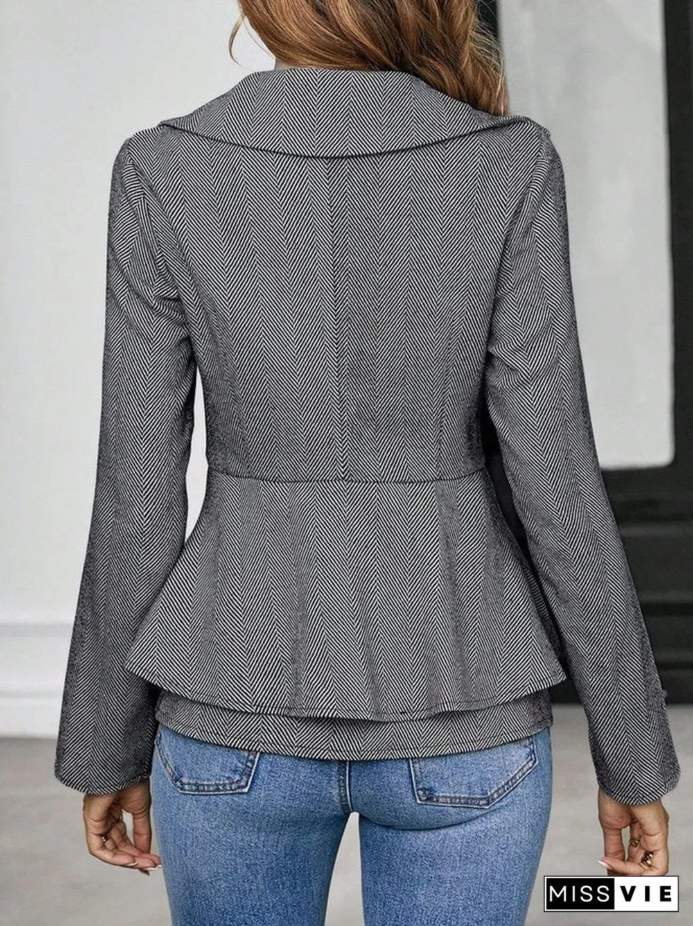 Grey Plain Long Sleeve Outerwear