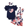 Baby Girl July 4th Independence Day Flying Sleeve Jumpsuit Suspender Short Sets