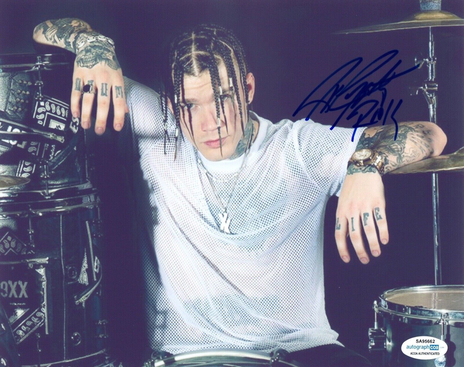 Rook JP Cappelletty Signed 8x10 Photo Poster painting Machine Gun Kelly Drummer ACOA COA