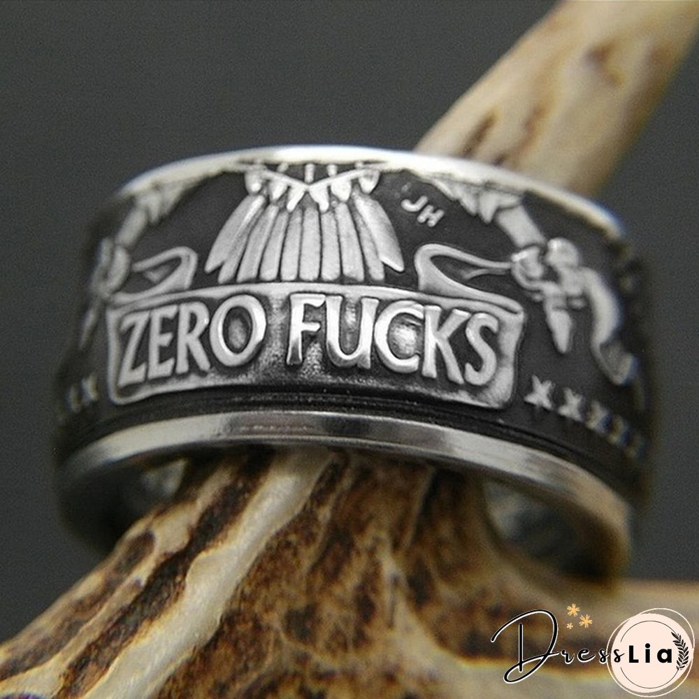 Men's fashion accessories 925 sterling silver hip hop unisex jewelry men's Viking punk skull ring vintage Morgan silver coin engraved with " No Fxxk America"" ring men's antique punk collection jewelry 7-13"