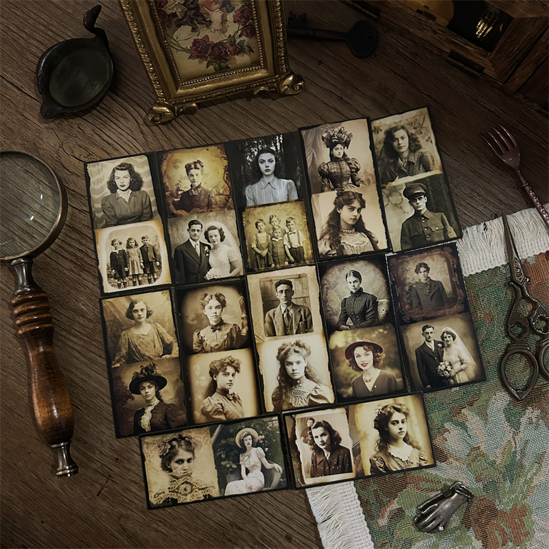 소재 종이 - 빈티지 캐릭터 사진