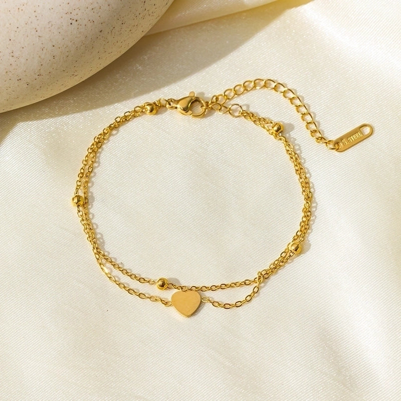 Casual Minimalist Commute Heart Shape 304 Stainless Steel 18K Gold Plated Bracelets In Bulk