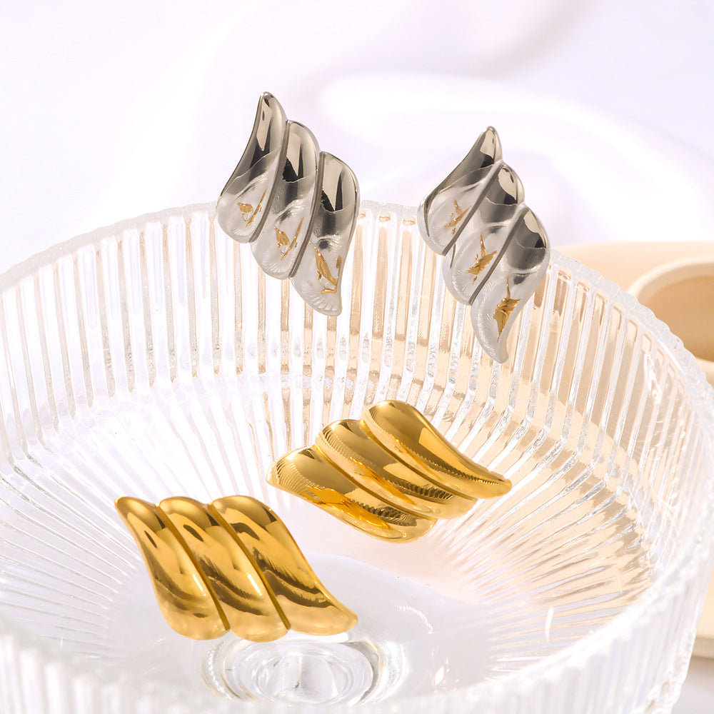 IG Style Wing Irregular Geometric Stainless Steel Electroplating Earrings