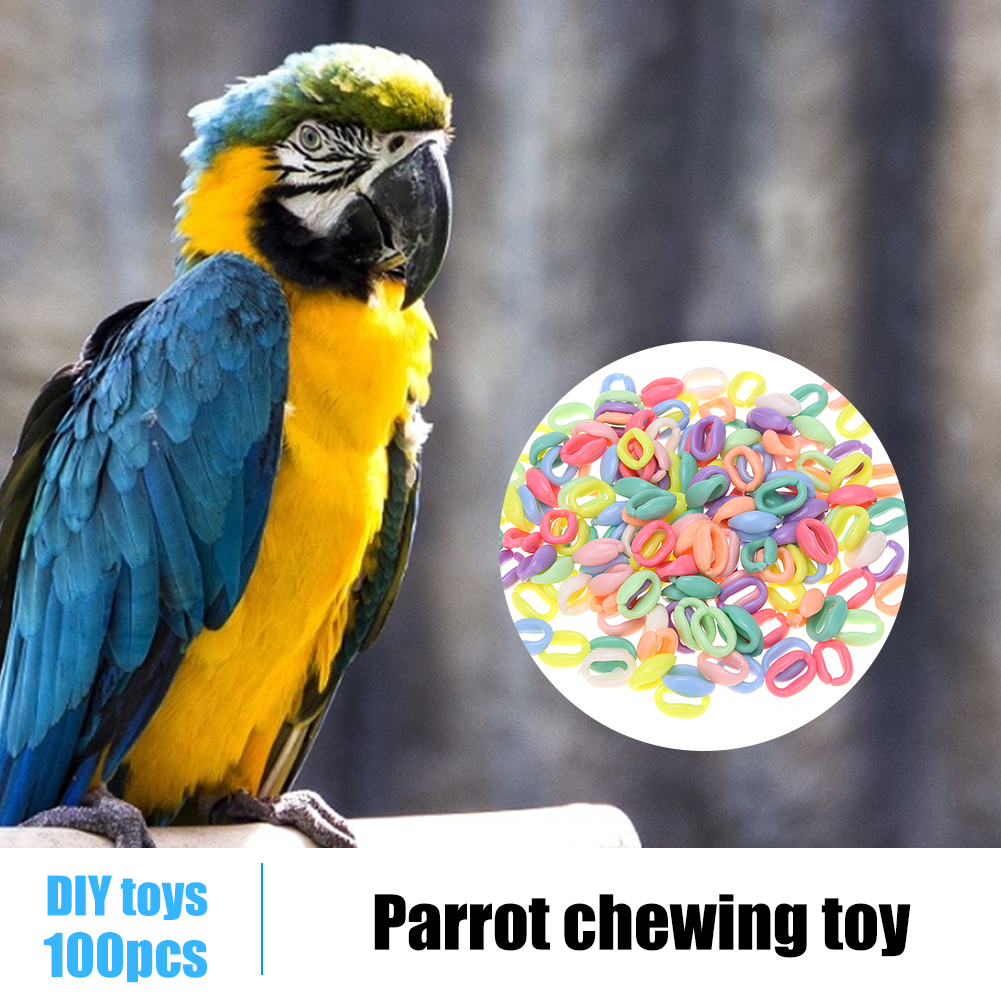 

100pcs Colorful Plastic Chain Parrot Birds Toys Non-toxic DIY C-Clip Hook, 501 Original