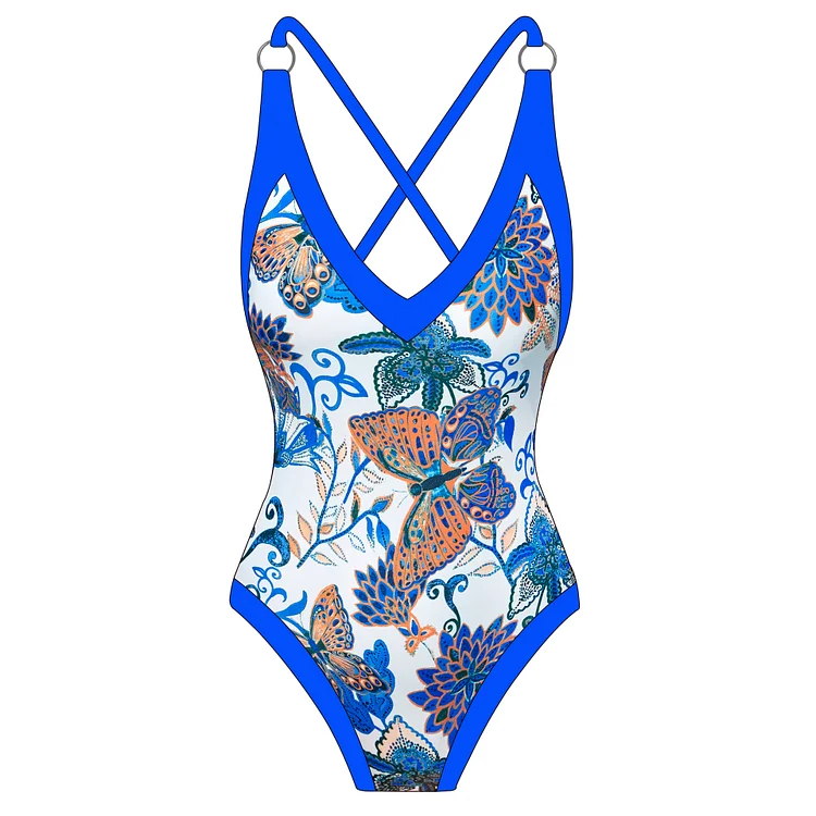 Printed One Piece Swimsuit and Sarong