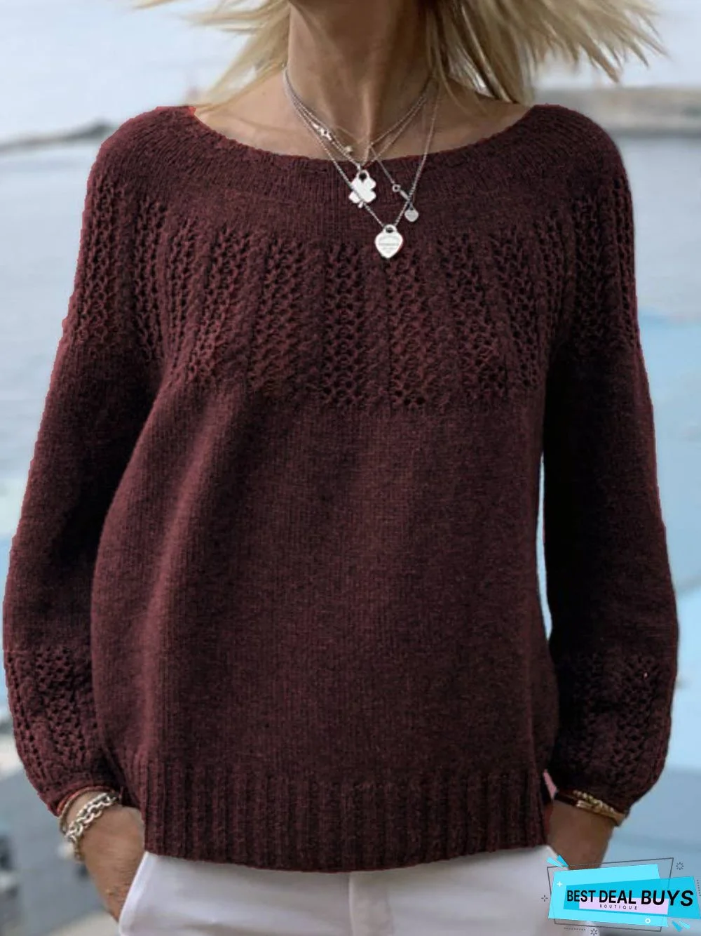 Dark Grey Knitted Casual Outerwear