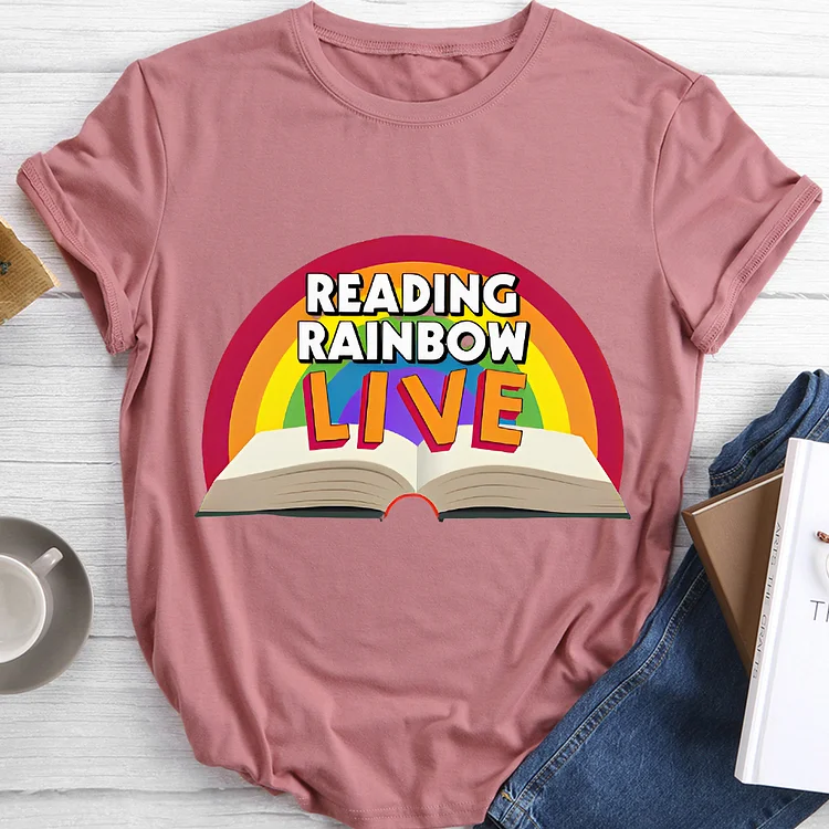 Book Reading Rainbow Live Round Neck T-shirt-BSTJ0036