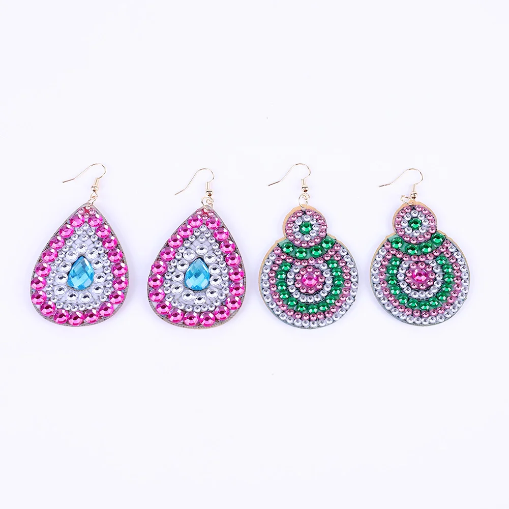 4PCS 5D DIY Diamond Painting Earrings Kit Irregular(Double-Sided)