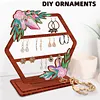 DIY Wooden Purple Flowers Diamond Painting Jewelry Holder Organizer 3-Tier Diamond Art Ring Jewelry Display Stand Ideal Gifts for Women and Girls