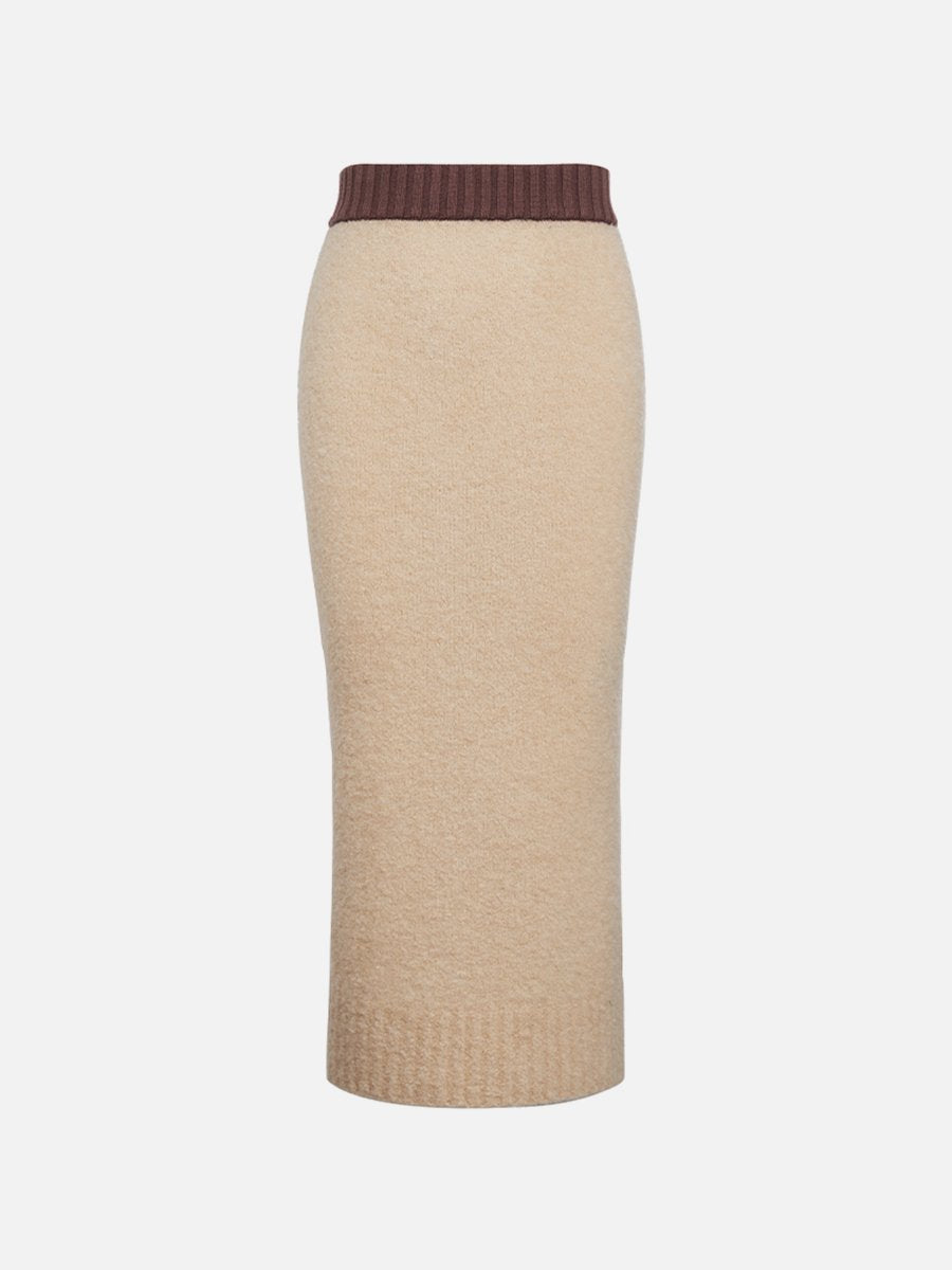 Color Block Waisted Sweater Skirt